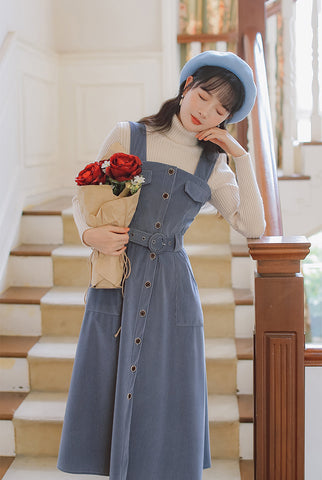 Corduroy Button Up Midi Dress