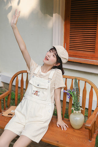 Honey Bear Short Overalls