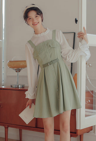 Vestido mini de rayas con botones