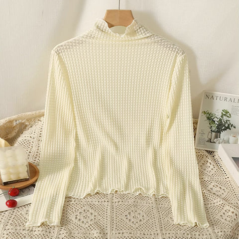 Camisa de capas de crepé gofre