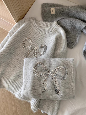 Sequin Bow Sweater