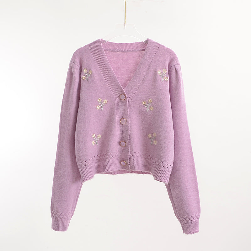 Ditsy Floral Embroidered Cardigan