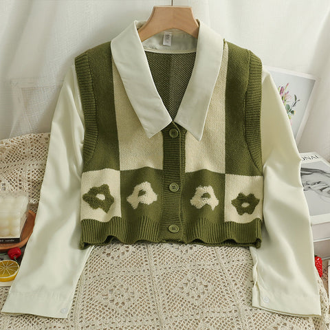 Chaleco retro Daisy con bloques de color y doble uso