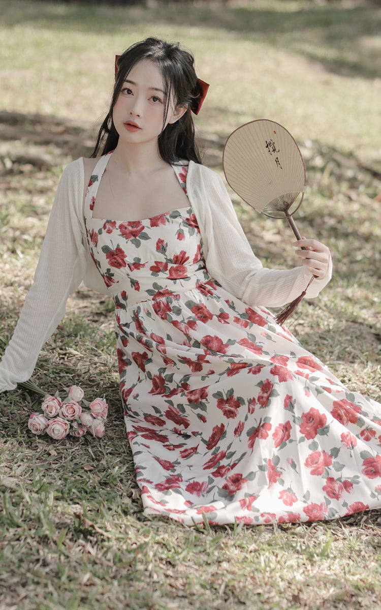 Retro Rose Midi Dress