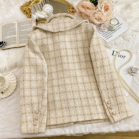 Latte Plaid Tweed Jacke / Rock