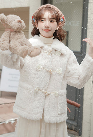 Abrigo de piel con botones Little Rose