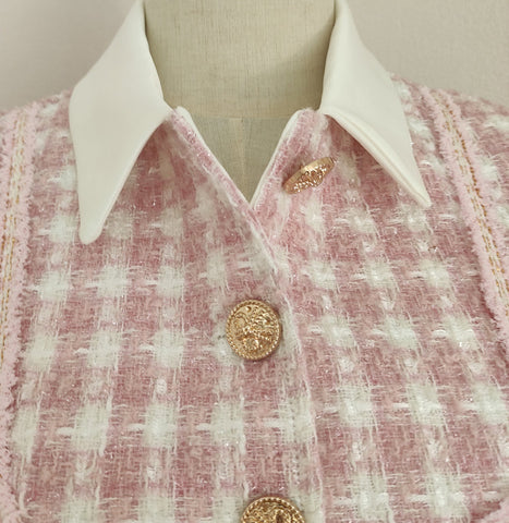 Preppy Tweed Button Up Dress