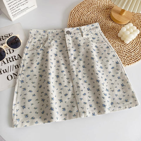 Spring Floral Twill Skirt