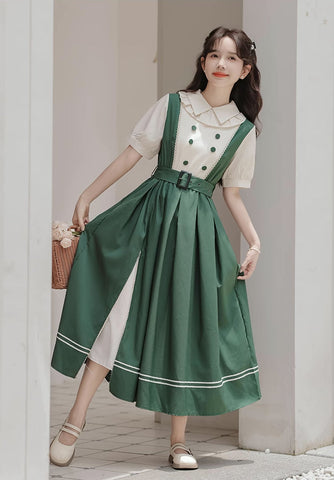 Lolita Kurzärmliges Midikleid mit Kunstlagen