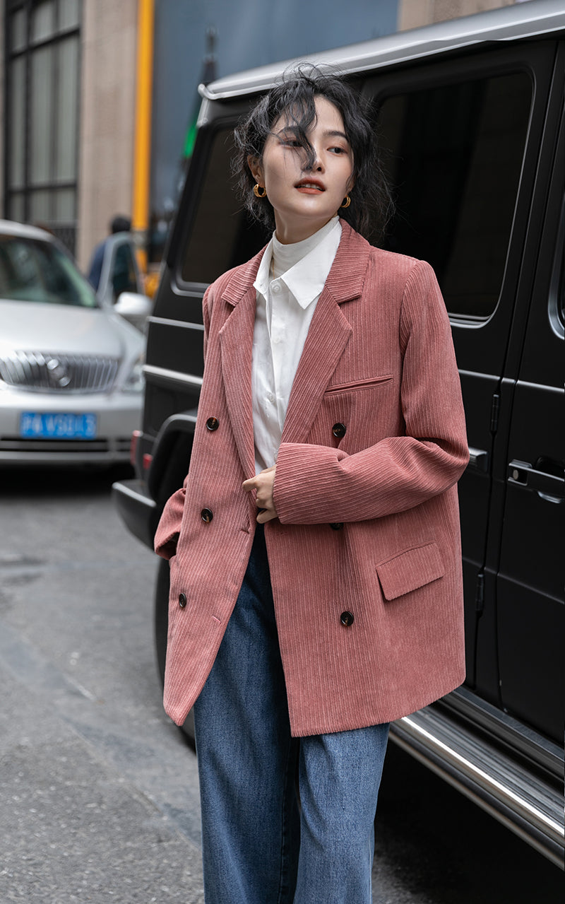 Corduroy Double Breasted Blazer Jacket