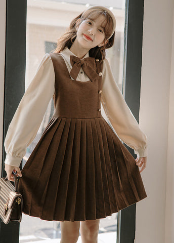 Varsity Pleated Twofer Dress