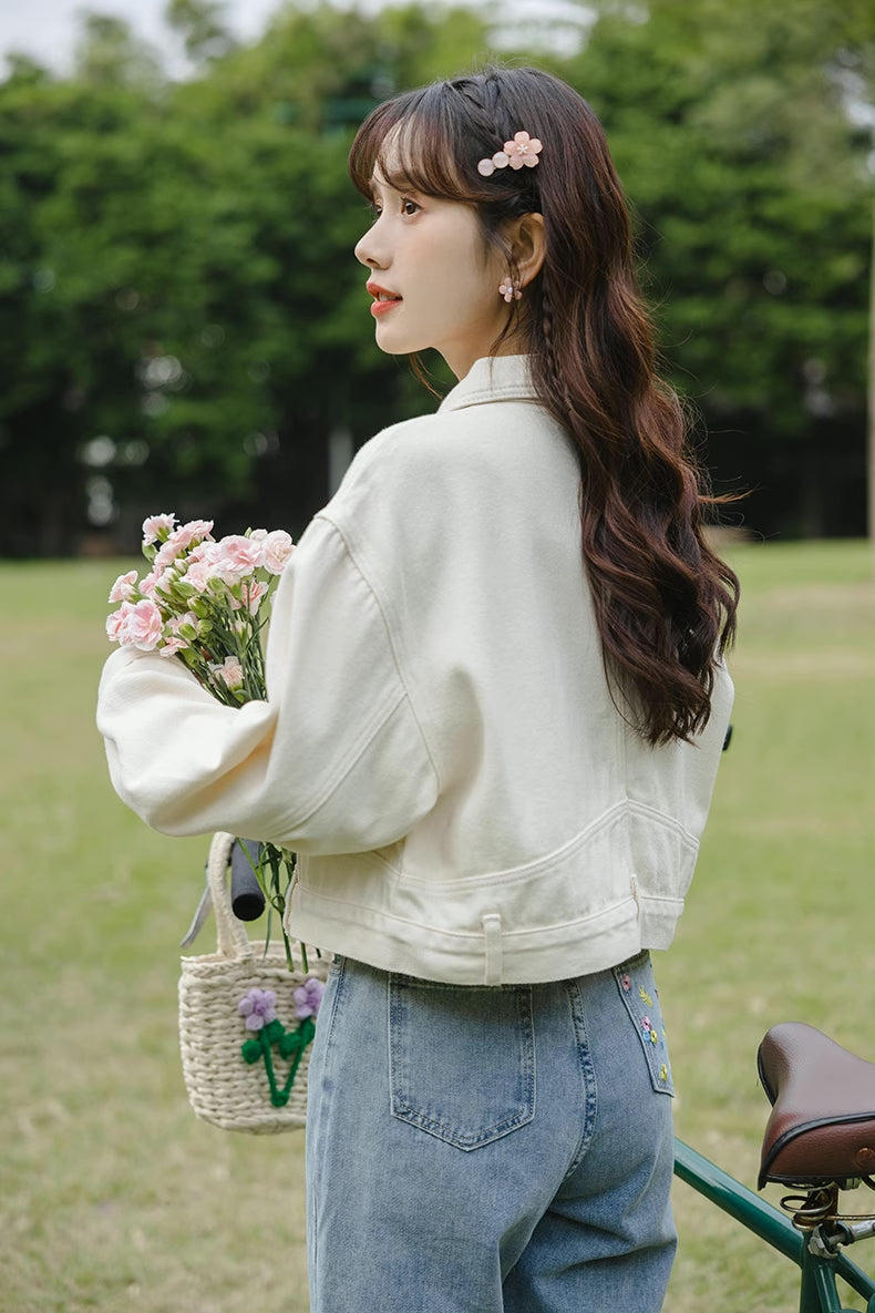 Personal Garden Embroidered Denim Jacket