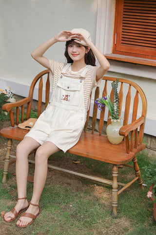 Honey Bear Short Overalls