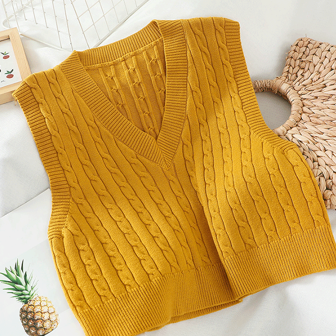 Geflochtene Strickpulloverweste