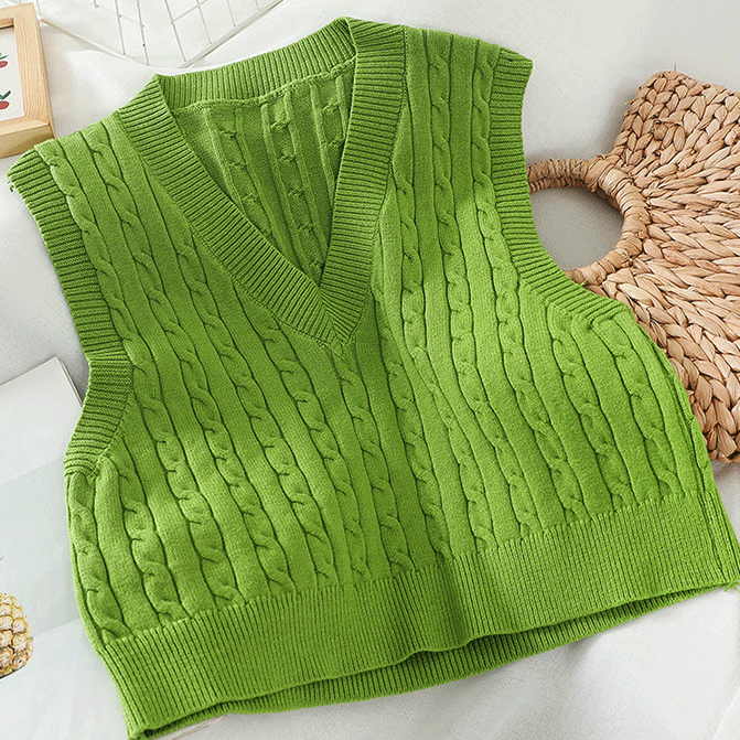 Geflochtene Strickpulloverweste