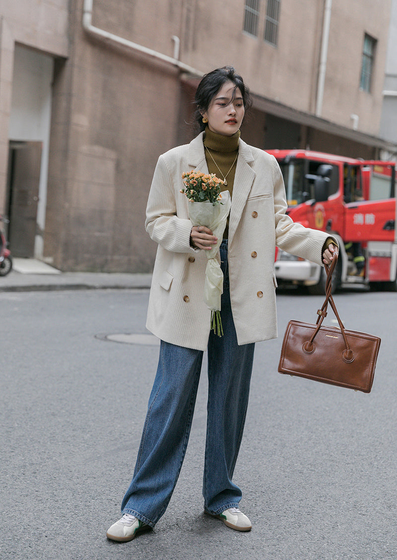 Corduroy Double Breasted Blazer Jacket