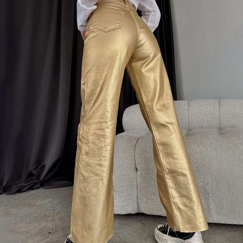 Pocket Loose Wide-leg Straight Trousers