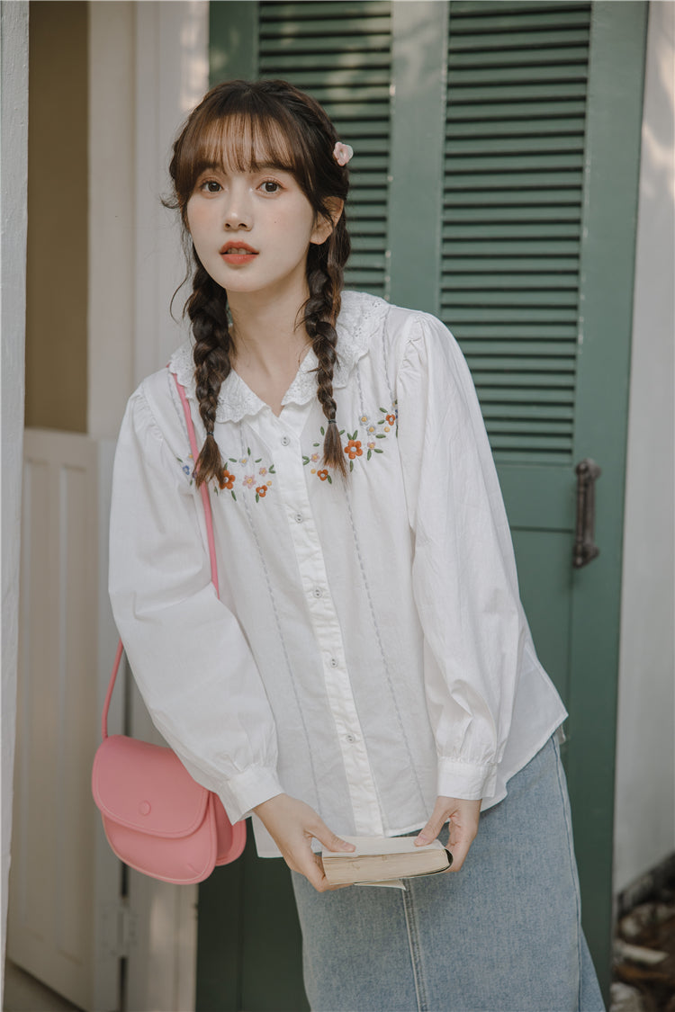 Falling Florals Embroidered Blouse