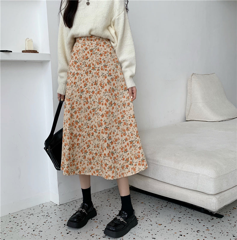 Fall Florals Midi Skirt