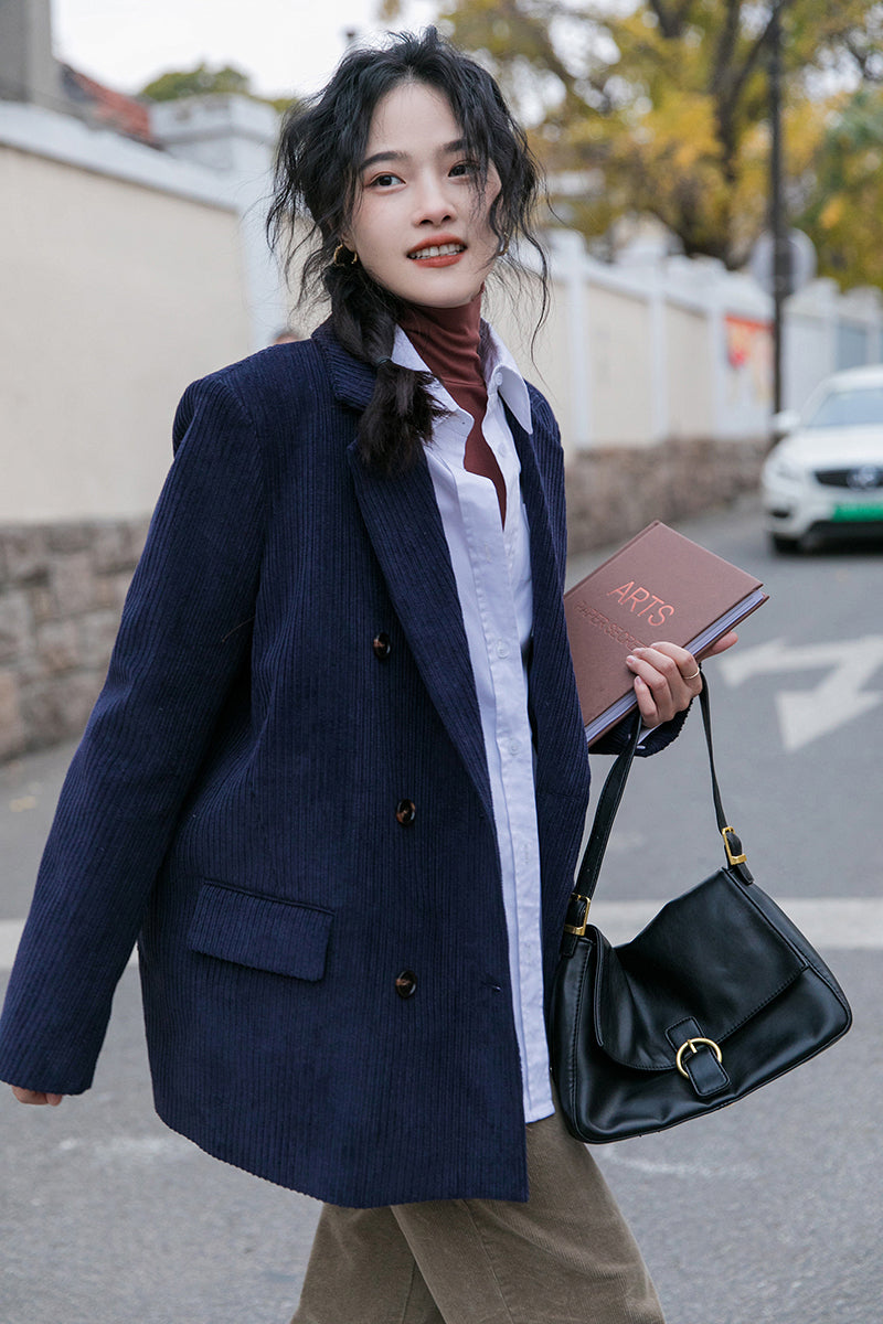 Corduroy Double Breasted Blazer Jacket