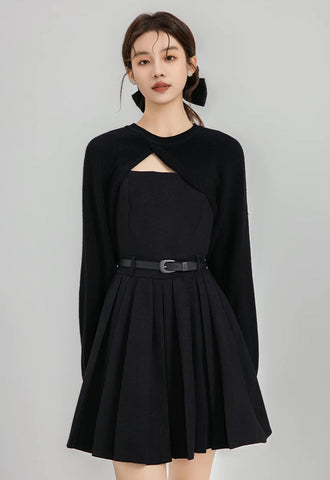 Two-Piece Mini Cami Dress & Sweater Set