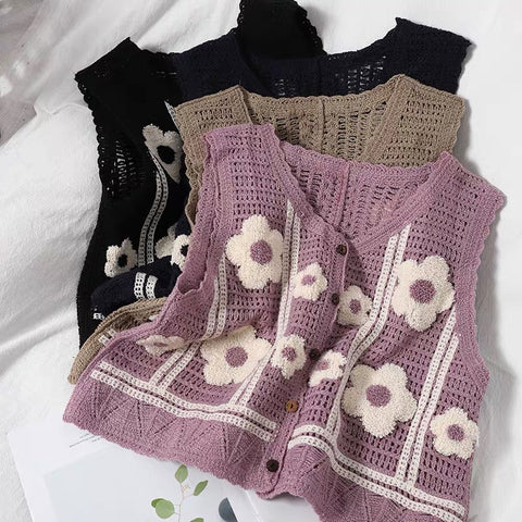 Chaleco de crochet de margaritas