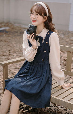 Varsity Pleated Twofer Dress