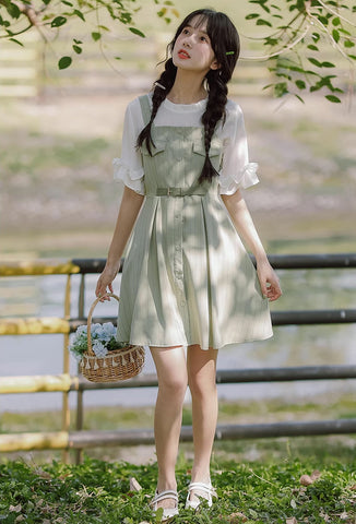 Vestido mini de rayas con botones