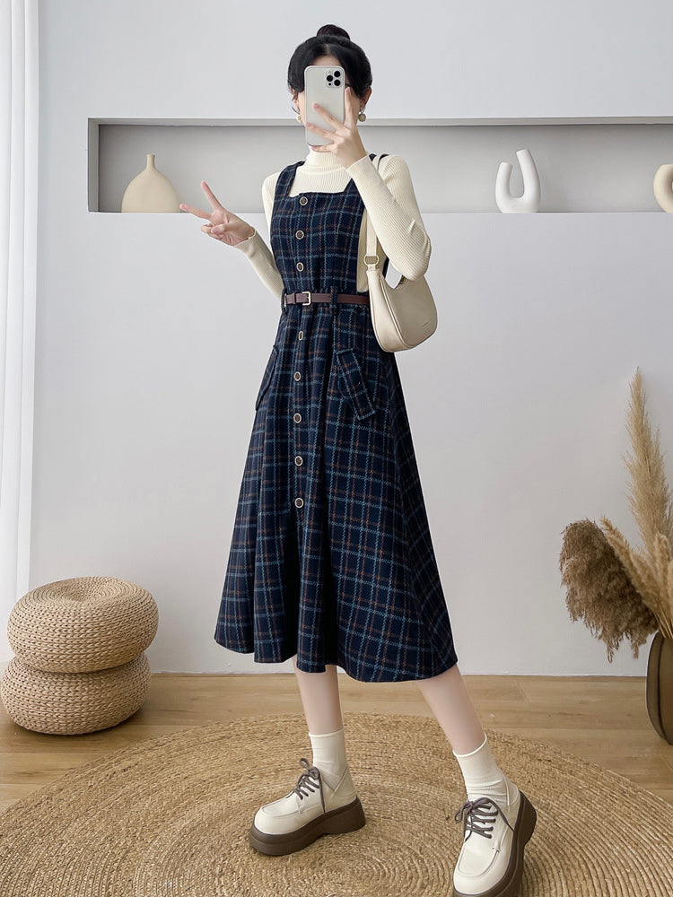 Vestido estilo pichi a cuadros con botones