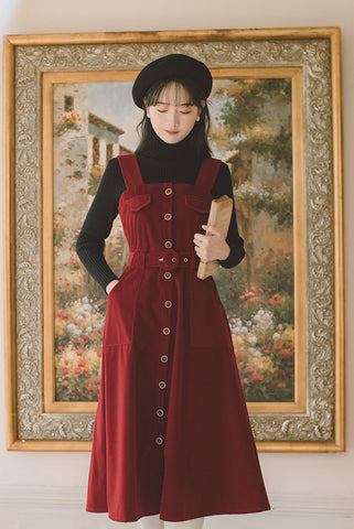 Corduroy Button Up Midi Dress