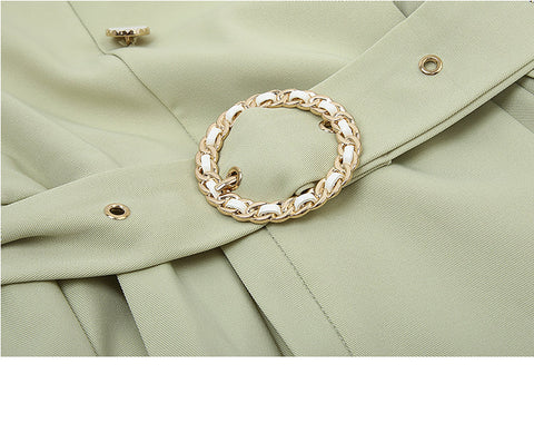 Matcha Peter Pan Pleated Dress