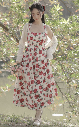 Retro Rose Midi Dress