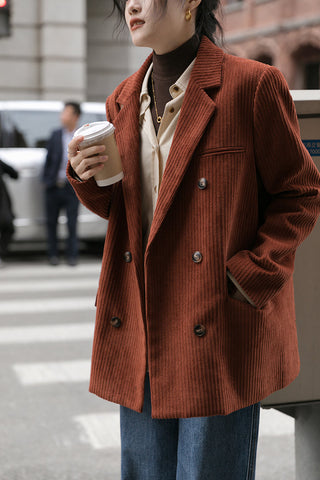 Corduroy Double Breasted Blazer Jacket