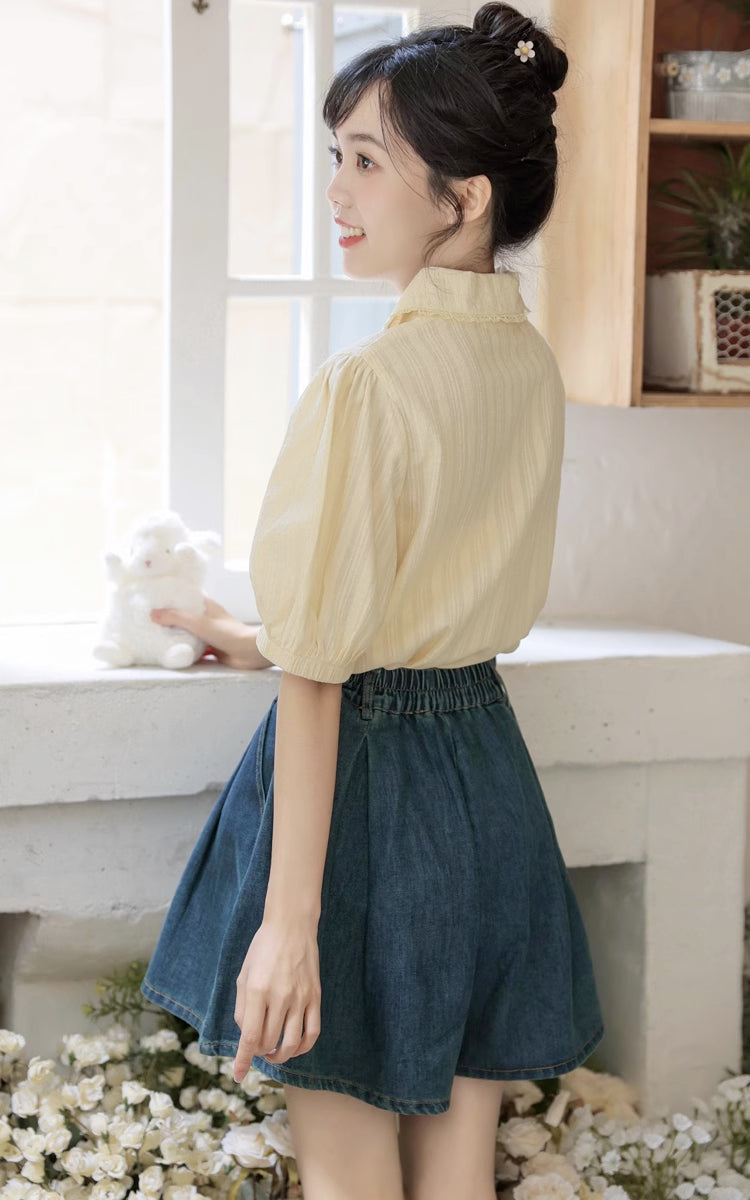 Flared Denim Shorts