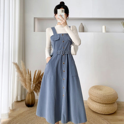 Corduroy Button Up Midi Dress