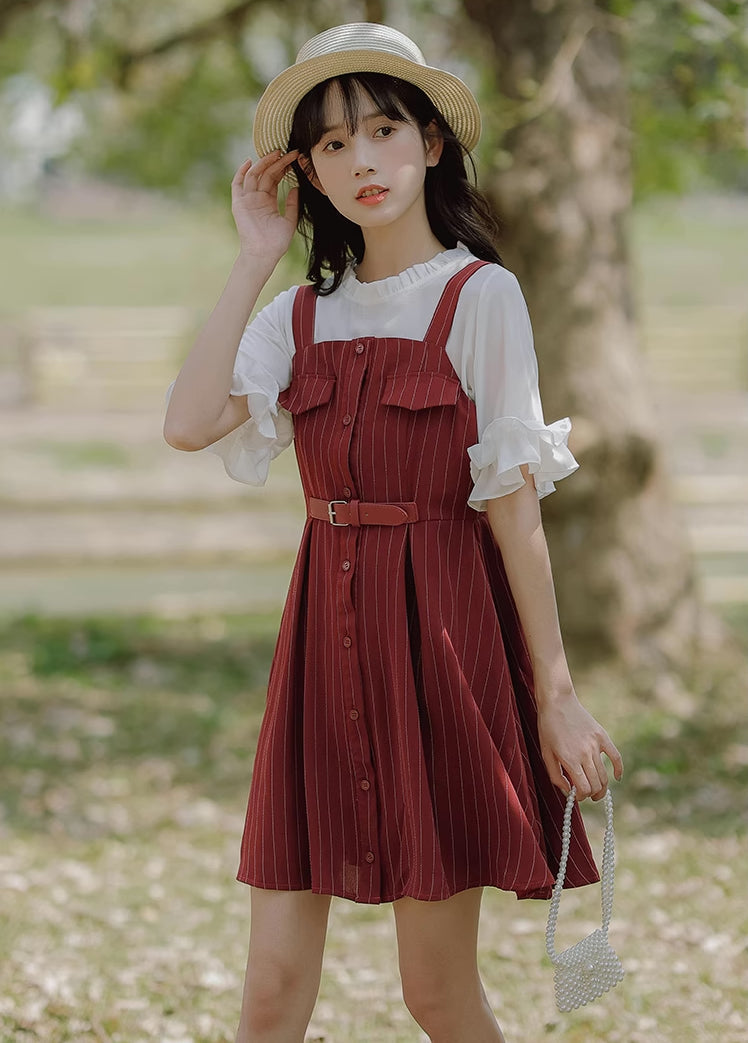 Vestido mini de rayas con botones