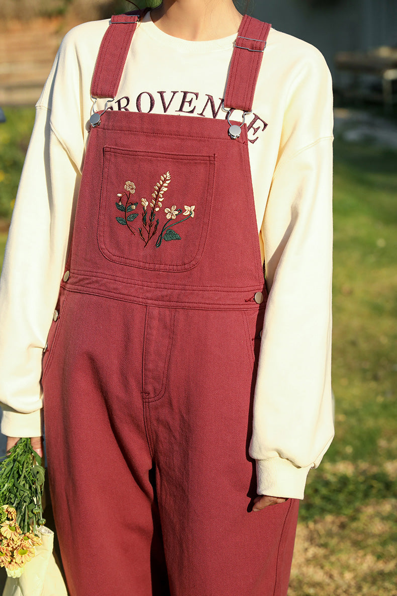 Overall mit Wildblumenstickerei