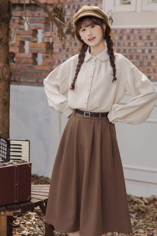 Waffle Puff Sleeve Blouse