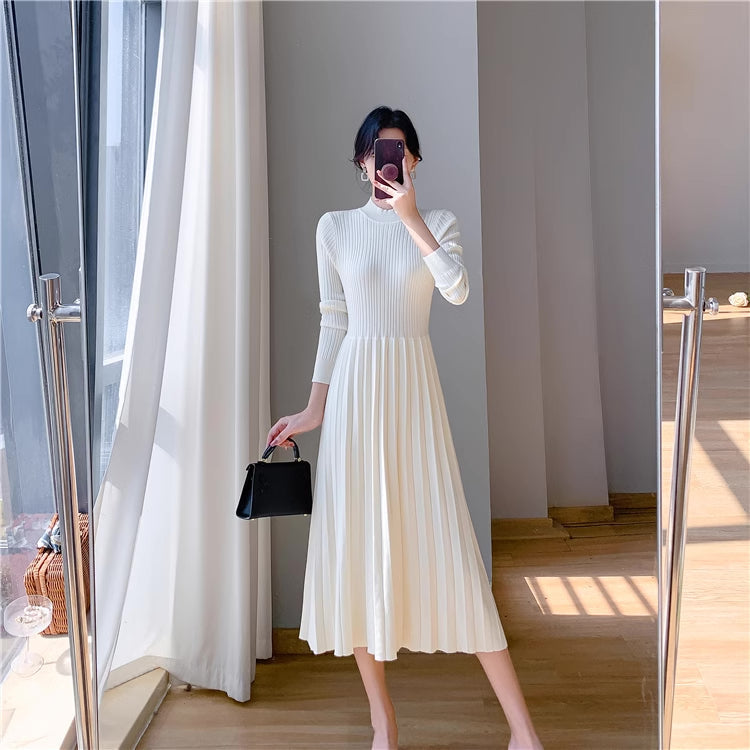 Ribbed Knit Sweater Midi Dress