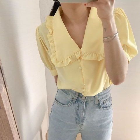 Peter Pan Collar Button Up Shirt