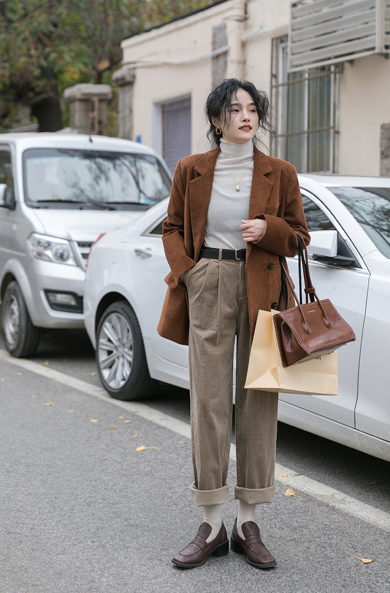 Corduroy Double Breasted Blazer Jacket