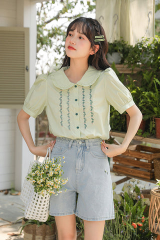 Summer Flowers Embroidered Shorts