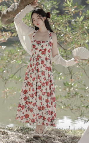 Retro Rose Midi Dress