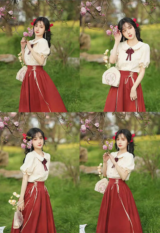 Evergarden Short Sleeve Blouse & Skirt Set