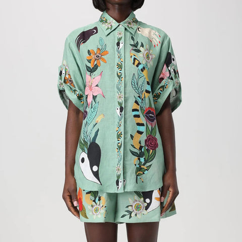 Piece Set Button Down Short Sleeve