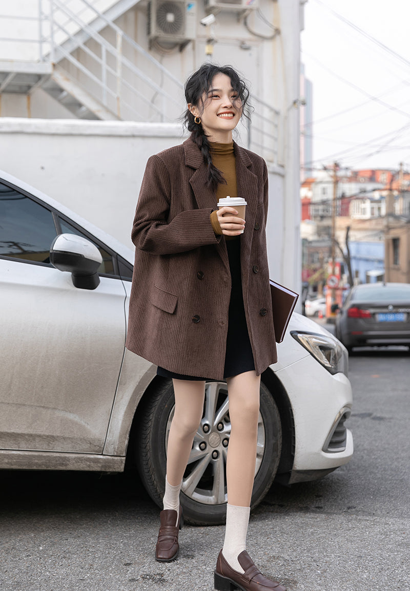 Corduroy Double Breasted Blazer Jacket