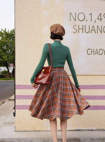 Maple – Karierter Midi-Tellerrock