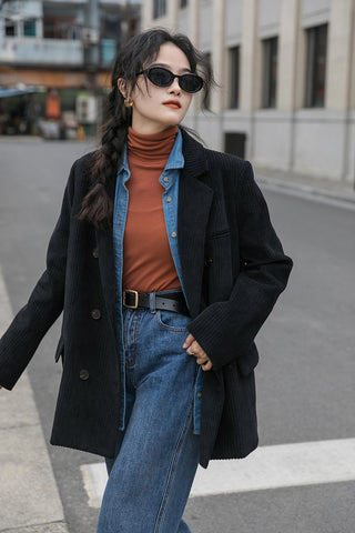 Corduroy Double Breasted Blazer Jacket