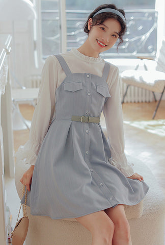 Vestido mini de rayas con botones