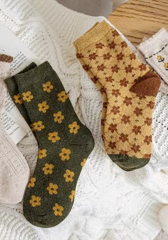 Rustic Daisy Wool Socks